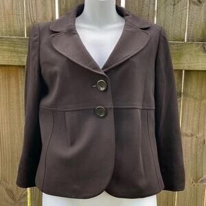 Y2K Ann Taylor Two button 3/4 sleeve peplum style dark brown/black blazer